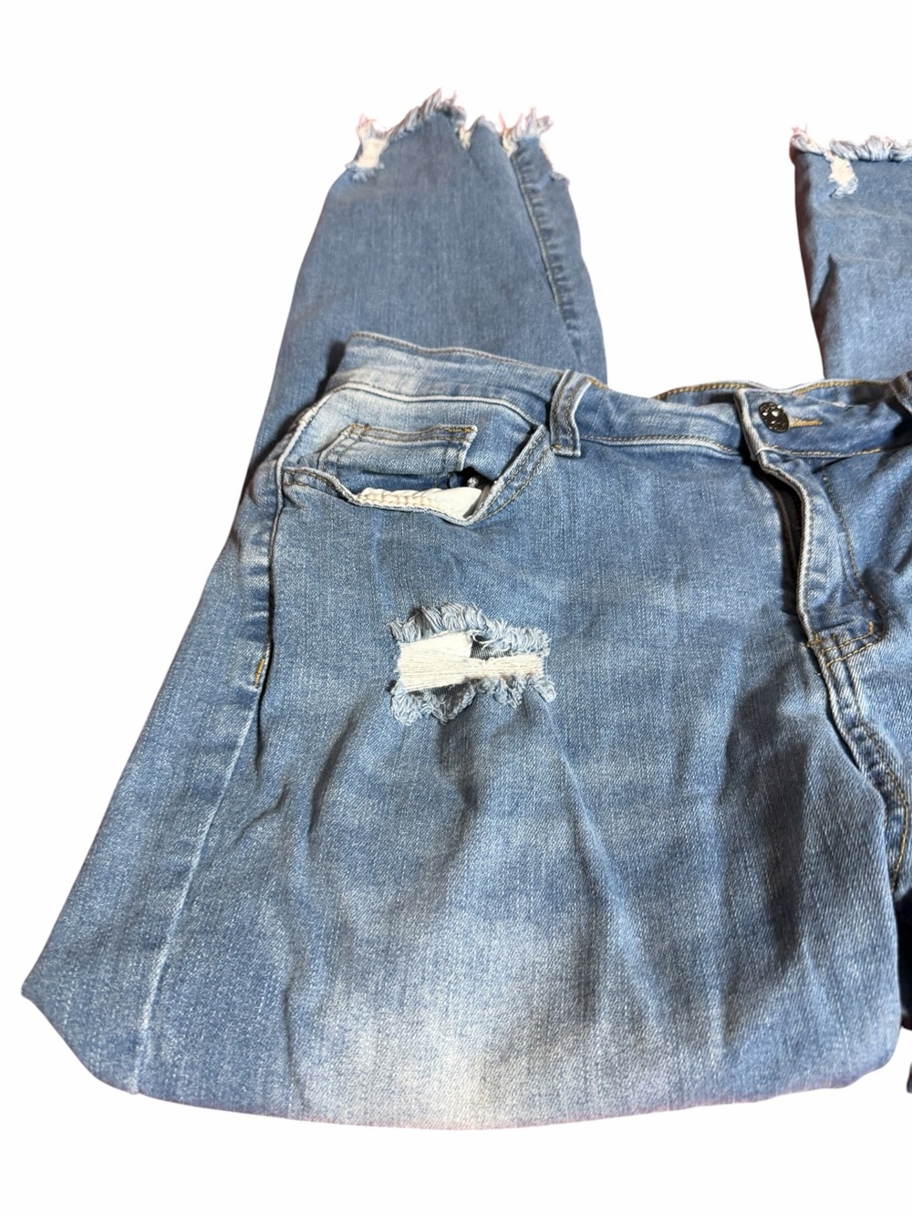 Women’s Distressed Light Blue XL Ripped Jeans - Picture 6 of 12